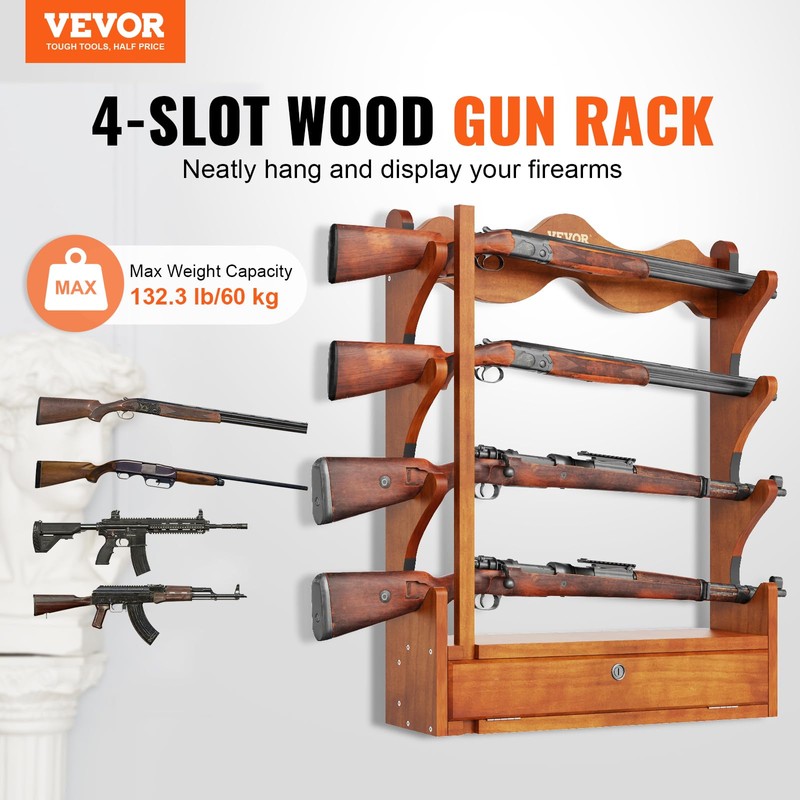 VEVOR Gun Rack, Wood Gun Rack Wall Mount, Gun Display