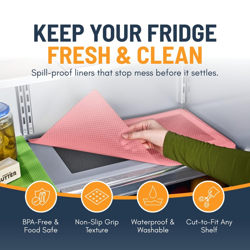 Refrigerator Liners for Shelves (8 Pack) by Linda’s Essentials -