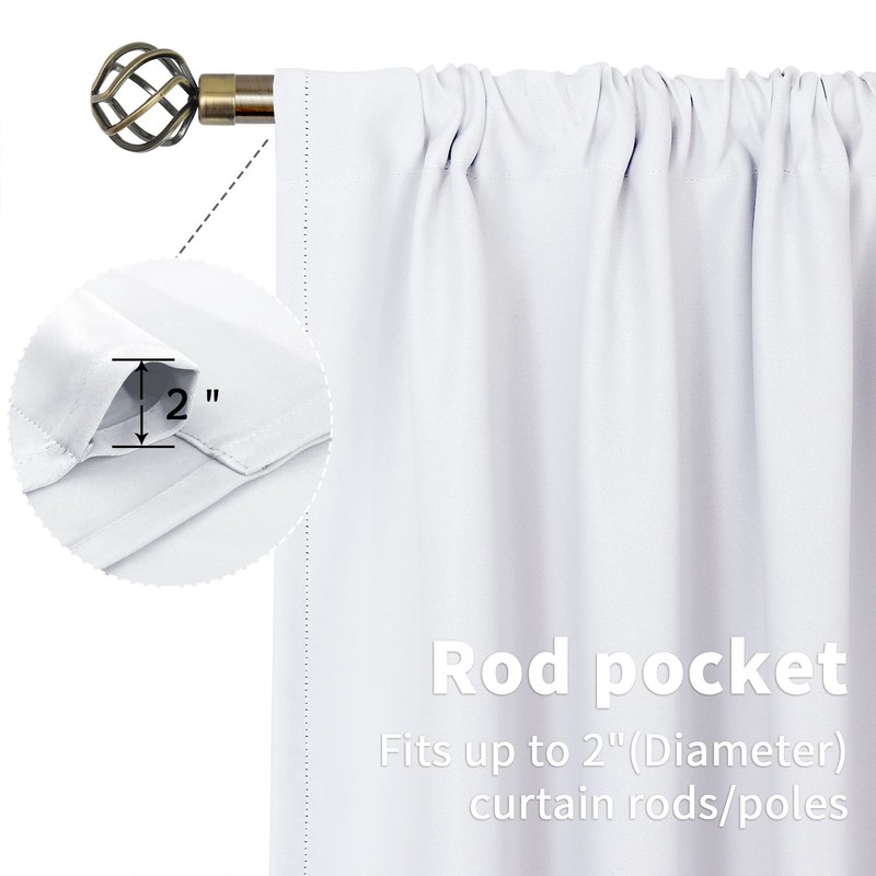 BGment White Kitchen Curtains 36 Inch Length - Short Window