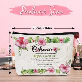 Luvsweets Hawaii Aloha Makeup Bag - Hawaiian Gifts Souvenirs for Women, Hawaiian Tropic Ohana Cosmetic Make Up Bag with Zipper, Birthday Christmas Appreciation Gifts for Friends Mother Sister Aunt