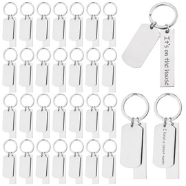 Framendino, 30 Pack Engravable Metal Keychain Blanks Stamping Engraving Stainless Steel Blank Key Ring Tags for DIY Employee Craft