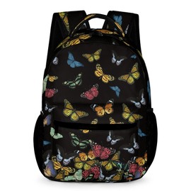 Catilo Butterfly Backpack for Girls Boys, Elementary Middle High School Bookbags for Teen Kids, Large Travel Laptop Back Packs for College Students Women Men, Durable Lightweight School Bags, Black