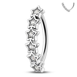 Oufer Star CZ 14G Clicker Belly Button Ring - Length: 14mm