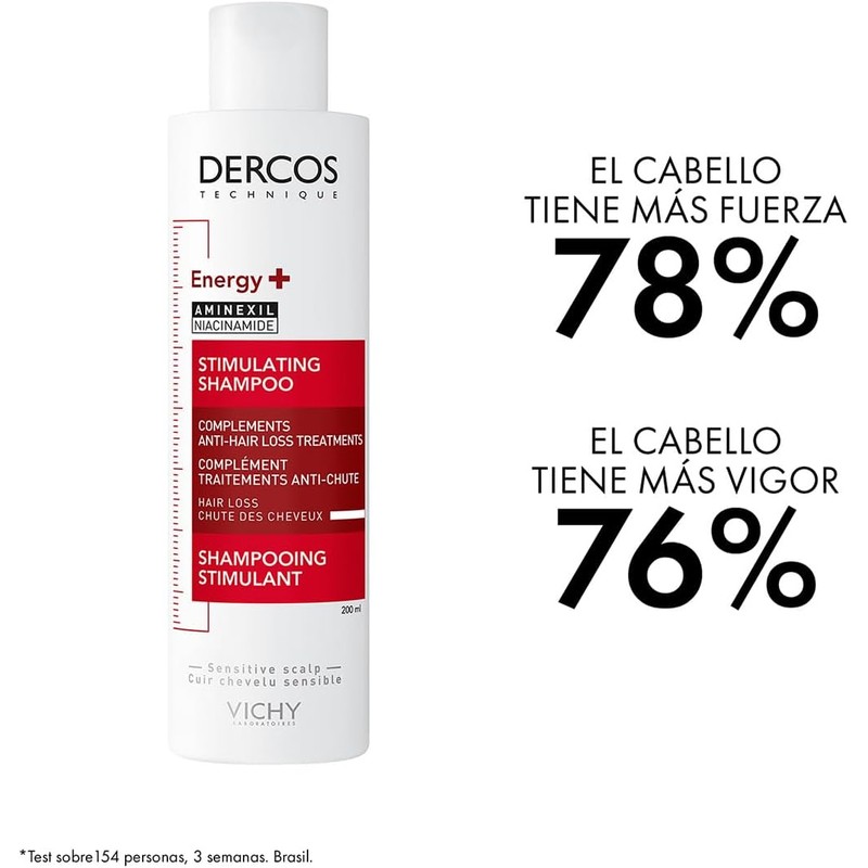 Vichy Dercos Energy+ Shampoo Dermatológico Anti-Caída y Estimulante 200ml