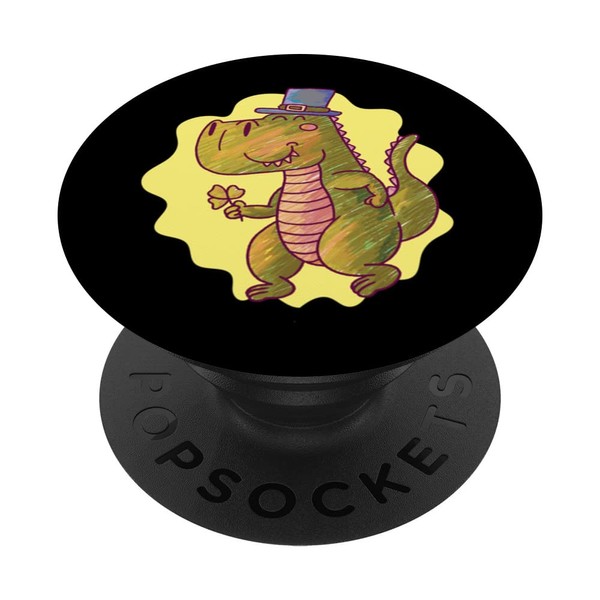 Fun St. Patrick's Day Irish Lucky Cloverleaf T-Rex Dinosaurier PopSockets