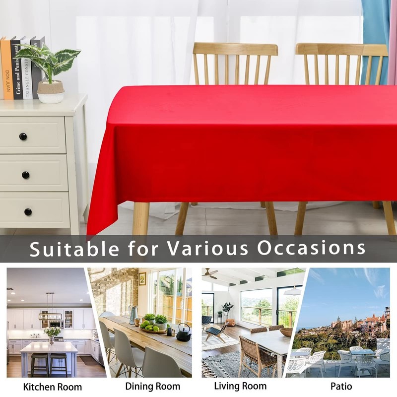 DWCN Red Table Cloth Wipe Clean Tablecloth Rectangular Wipeable Tablecloths