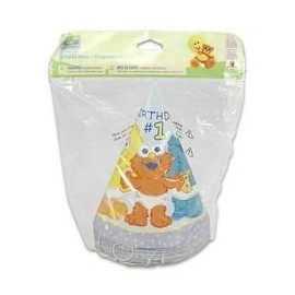 Sesame Beginnings 1st Birthday Party Cone Hats - Set of 8