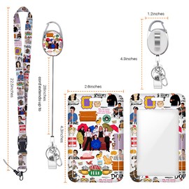 Id Badge Holder with Lanyard Retractable Badge Reel Funny TV Show Merchandise Fans Merch Friendship Gifts Stuff Lanyards for Id Badges Vertical Id Protector Badge Clip for Friends Nurse Doctor Teacher