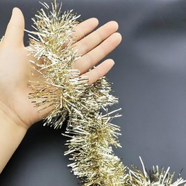 Carytalee 36 FT Christmas Tinsel Garland for Christmas Tree Decorations and Wedding Party, Champagne
