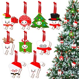 Hoteam 36 Pcs Christmas Tooth Ornaments for Tree Xmas Gifts for Dental Laboratory Technician Dentist Assistant Recognition (Cute Teeth)