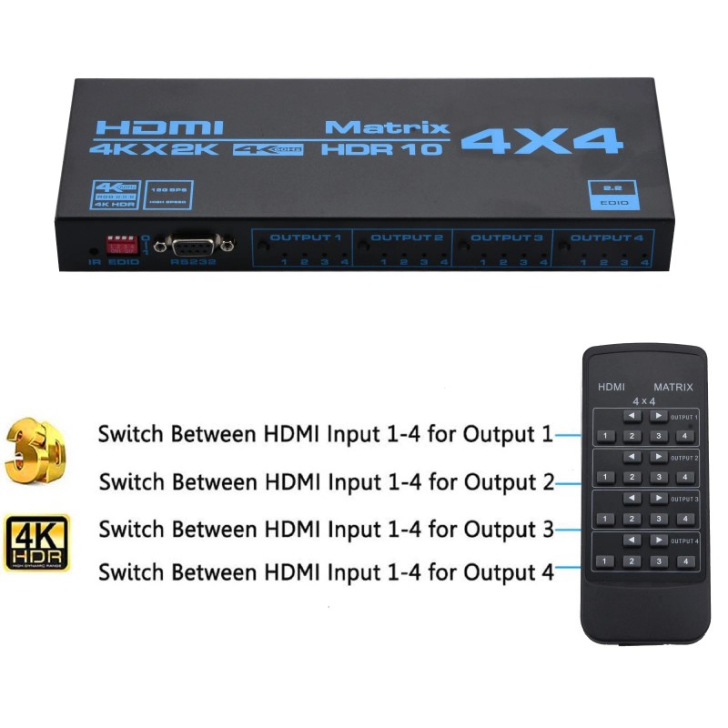 Universal 4x4 4 In 4 Out 4K x 2K HDMI