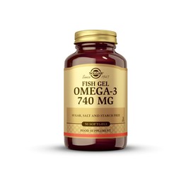 Solgar Fish Gel Omega-3 740 mg Softgels - Pack of 50 - Supports Heart, Brain and Eye Health - Gluten and Dairy Free
