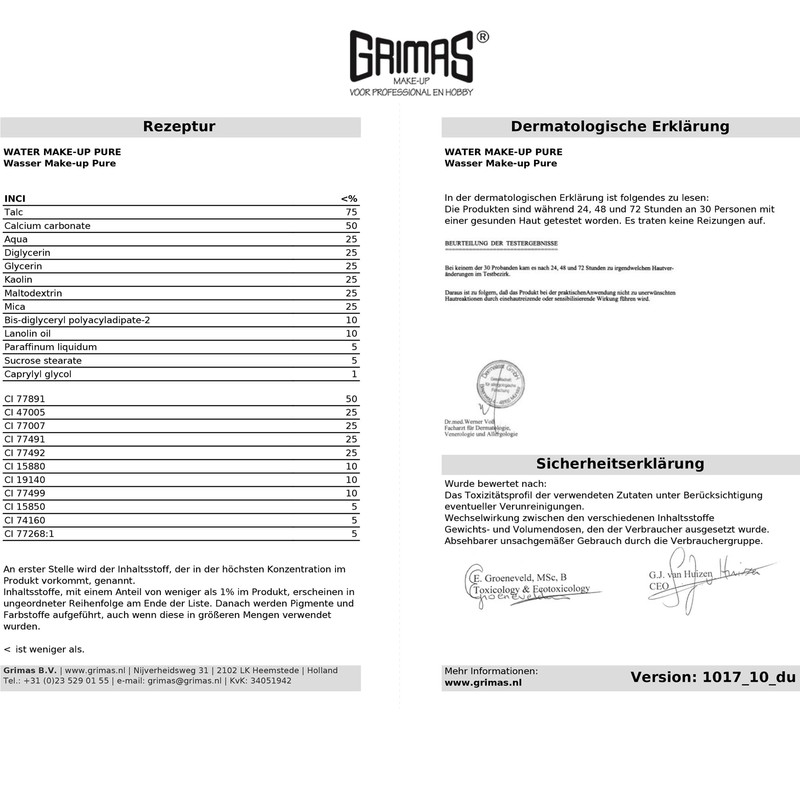 Grimas Water Make Up Light Grey 15ml