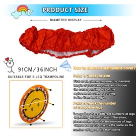 Mini Trampoline Spring Cover 36 Inch Small Trampoline Safety Pad for 6 Holes Round Trampoline Tear-Resistant Oxford Cloth Anti-Vibration Easy to Install Replacement, Multiple Color Options (RED)