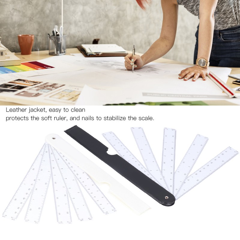 4Pcs Multifunctional Fan Scale Ruler Plastic Drafting Foldable Architect Tool