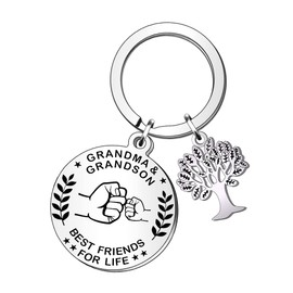HULALA Grandma And Grandson Best Friends For Life Family Tree Keyring Keychains For Grandmother Mothers Day Birthday Christmas Presents