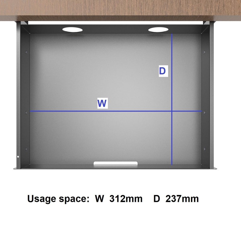 Under Desk Slide out Drawer 13.4" Wide with Cable Management