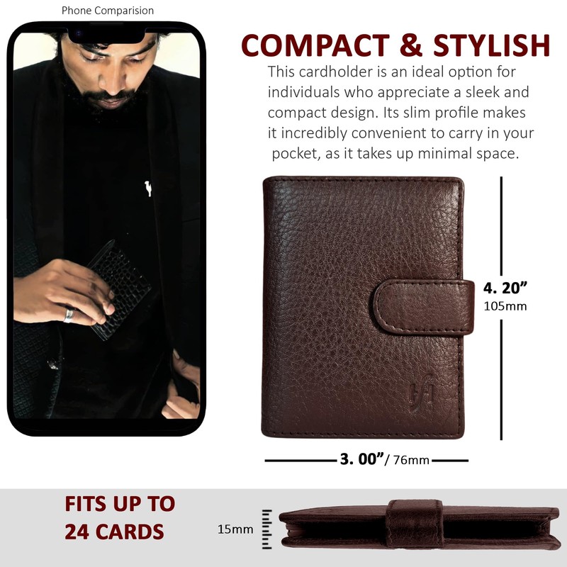 StarHide Soft Genuine Leather Compact Credit Debit Card Holder Wallet