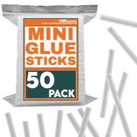 UML Brand Mini Hot Glue Sticks - Compatible with Hot Mini Glue Gun - 4" x 0.27" - Small Skinny Sticks - Ideal for Craft Projects - Dries Quick - 50 Pack