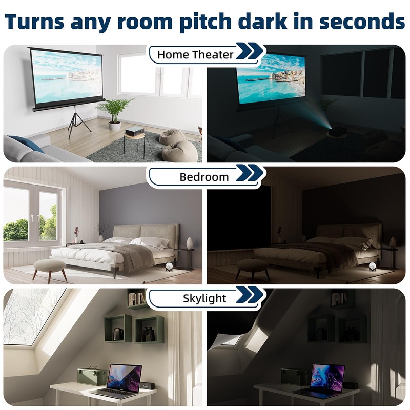 NIGHTON 100% Blackout Curtains for Bedroom, No Drill Blackout Blinds