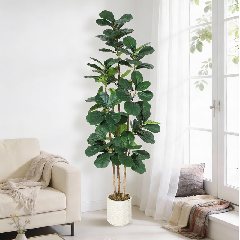 Faux Fiddle Leaf Fig Tree 7 FT, Artificial Tree with