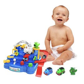 LHChan Pistas de Carros para Niños, Juguetes Didácticos de Aventuras en Coche, con 2 Mini Carros, Coches de Juguetes, Juguetes Montessori de Carritos para Niño, Regalo Niños 3 4 5 6 Años