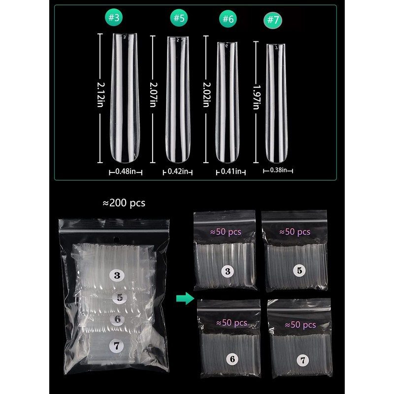 Individual Size 3 5 6 7 Full Cover Square Nail