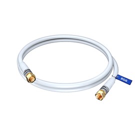 RG6 COAXIAL Cable - Triple Shielded, Non-Oxygen Copper Cable Wire for TV, Internet & More - Flexible Coax Cable Cord 1.5ft / White