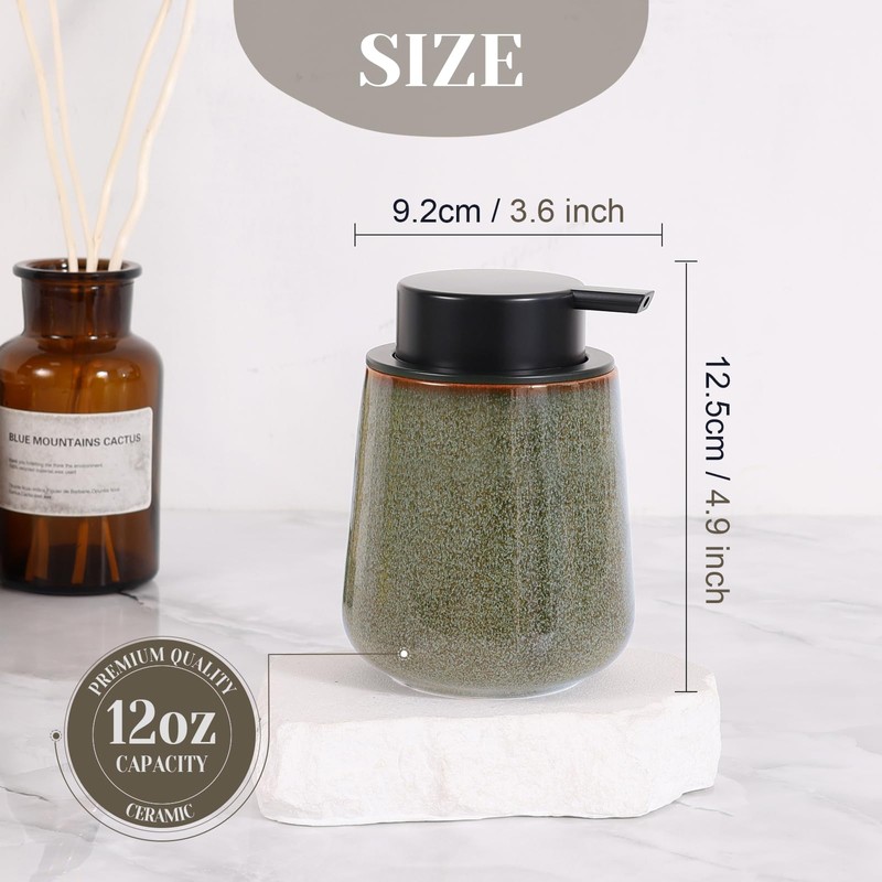 INGOFIN Ceramic Lotion Dispenser - 12 oz Refillable Hand Soap