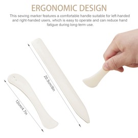 2pcs Sewing Seam Markers Bone Folder, Plastic Tailor's Fabric Markers Creaser Professional Quilting Scoring Supplies Sewing Tools Accessories for Leather Marking Creases Marks on Fabric (White)