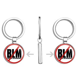 HJ Media Round No BLM Bureau of Land Management (pro Bundy) Metal Round Metal Key Chain Keychain Ring