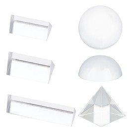 OLYCRAFT 6 Pack Crystal Photography Prism Set Include 49.5mm Crystal Ball 47mm Pyramid 40.5mm and 100mm Triangular Prisms 47.5mm Dome Magnifying for Playing
