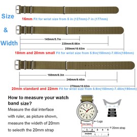 Pinwor Replacement Military Watch Straps for Men 18mm Nylon Watch Band Black/Blue white red/Blue white/Blue red