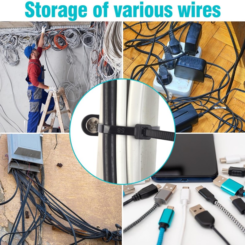 110 Pcs Cable Zip Tie Mounts Wire Cable Clips Organizer