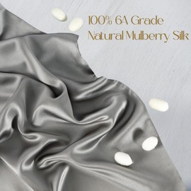 ZIMASILK Federa 100% Seta di gelso per capelli e pelle, Federa per cuscino in seta naturale da 19 momme, entrambi i lati sono realizzati in seta（1 pezzo, Grigio, 50x75cm)