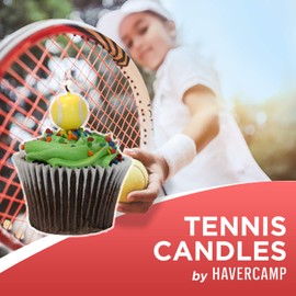 Havercamp Tennis Ball Birthday Candles (5-pack, Spherical on Picks) Party Collection