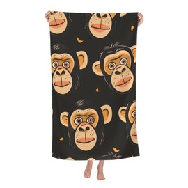 VANZEV Monkey Beach Towel 31inx51in, Animal Sand-Free Microfiber Bath Towel Ultra Soft Quick Dry Pool Towel Absorbent Towel Lightweight Towel for Swimming Bathroom Decor