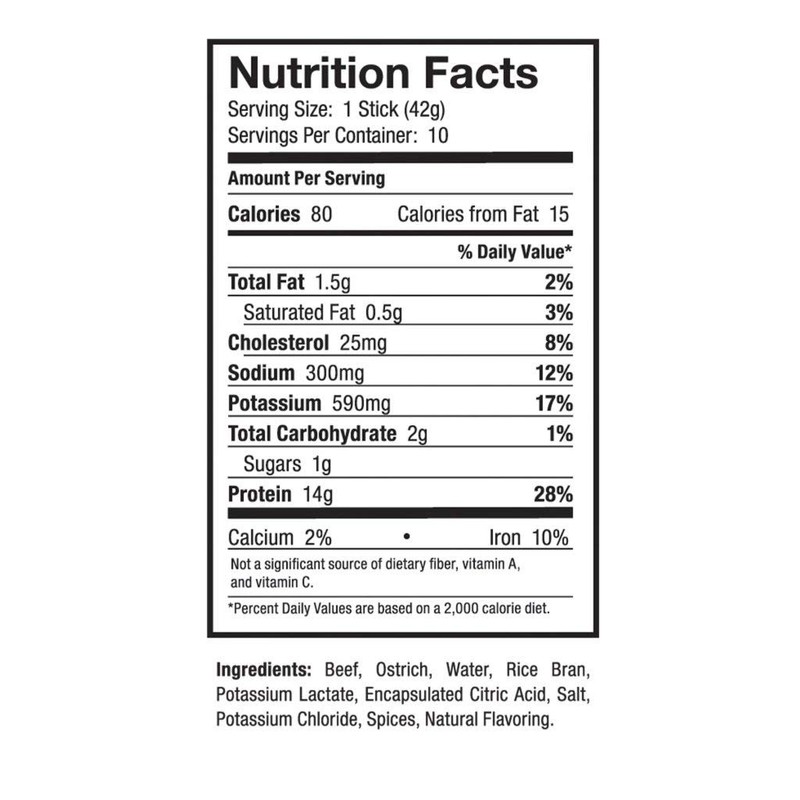 Ostrim Grass-Fed Beef & Ostrich Jerky Snack Sticks-Natural Flavor, 1.5