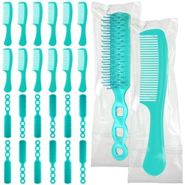 SiliFine 24 Pcs Hair Brush Combs Set Bulk Hairbrushes for Homeless Individually Wrapped Combs for Women Hotel Travel Nursing Charity Christmas(Green)