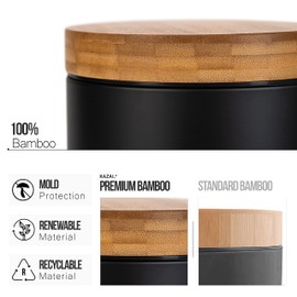 Kazai. 3L Designer Bathroom Bin | Superior Bamboo | Soft Closing | Anti-Finger | Black