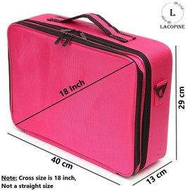 LACOPINE Portable Cosmetic Organizer with Shoulder Straps Multi Functional Cosmetic Bag Makeup Handbag for Travel & Home Gift (Pink)