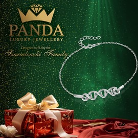 PANDA LUXURY JEWELLERY Women's Bracelet 925 Silver DNA Shiny Bracelets Sterling Silver Jewellery for Her Girls Adjustable Length Women's Molecular Jewellery Chemical Formula Gift Valentine's Day,