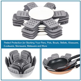Pot Pan Protectors, Larger & Thicker Gray Pan Protectors with Stars, Set of 12 and 3 Different Sizes,Pan Separators & Pan Protectors for Stacking Cookware in Kitchen Cupboard