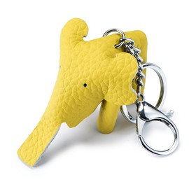 Yocipa Cute Bag Charm Genuine Leather Elephant Key Chain Leather Fashionable Car Key Holder Cute Leather Charm Popular Charm Accessory, yellow