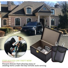 Car Key Signal Blocker, 2 Pack Faraday Bag for Key Fob Protector, Anti-Theft Key Fob Protector RFID Signal Blocking Box