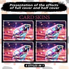 Peacoblue Bank Card Sticker Diamond Credit Debit Card Custom Skin Cover Protector, 4 Styles Waterproof Scratch-Proof and Attractive Decal for Most Popular EBT Transportation Key Card