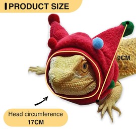 CQJ Bearded Dragon Funny Cute Hats- Bullhorn Ball Hat with a Neck for Bearded Dragon Lizard Snake Gecko Chameleon Parrot Hamster Small Pets (Red)