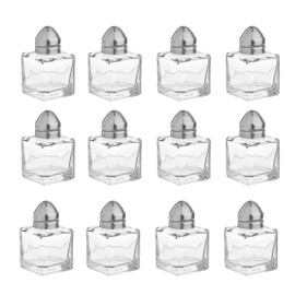 Mini Salt and Pepper Shakers Set - Pack of 12 (Glass and Stainless Steel, 0.5 oz) - Small, Perfect for Travel, Lunchbox or Holiday Party