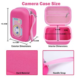 Misilmp Kids Instant Camera Case, Carrying Bag with Inner Pocket Compatible with YORKOO/CAMCLID/CHRERNA/OPERHOO Print Camera Shell, Kids Camera Photo Paper Accessories Organizer Pink (Only Case)