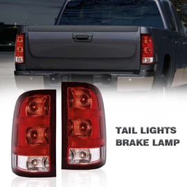 G-PLUS Tail Lights Assembly w/Bulbs & Wiring Harness Fit For GMC Sierra 1500 2500 3500HD 2007-2013 Rear Brake Lamps,Driver & Passenger Side Red Lens GM2801208, GM2800208